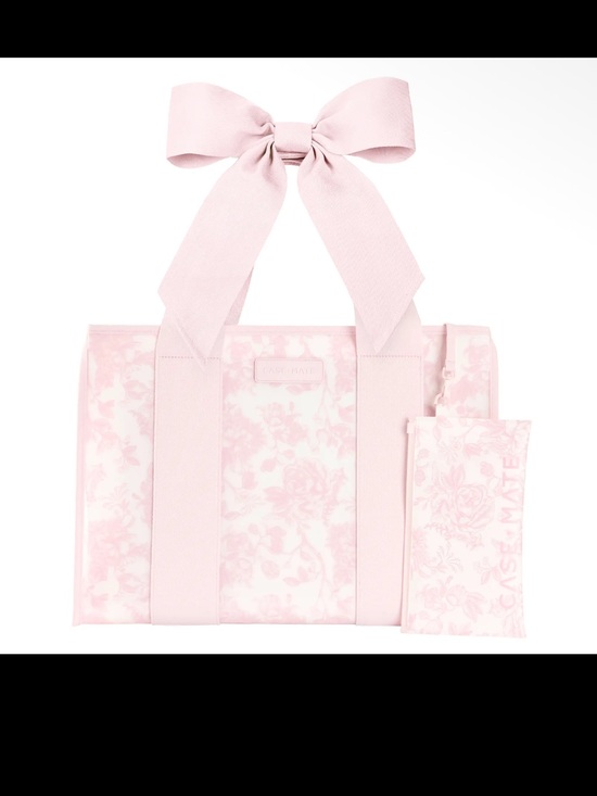 case-mate Handbags - Case-mate Pale Pink Floral Tote with Bow Handles. Afternoon Rose